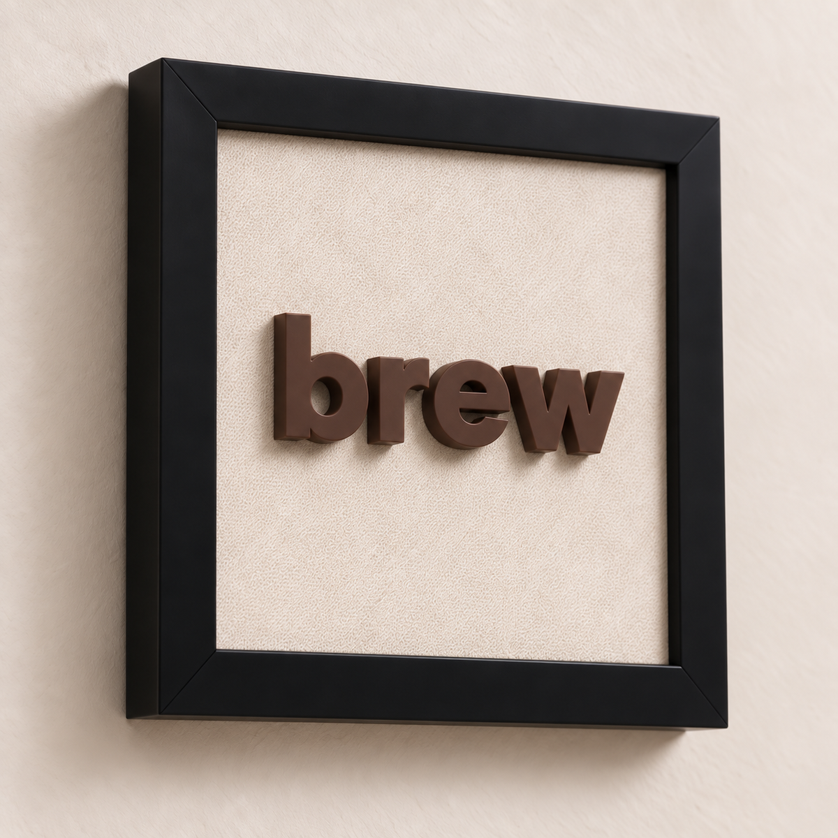 Coffee Club setindeki brew tablosunun epoksi harf ve kumaş yüzey detayı