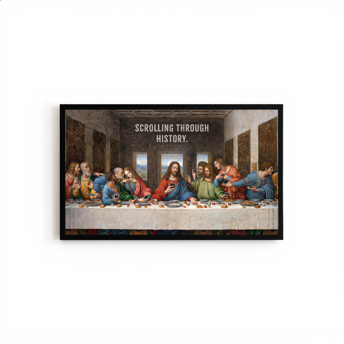 “SCROLLING THROUGH HISTORY.” – Rönesans Mizahı Poster Tablo | Framelle
