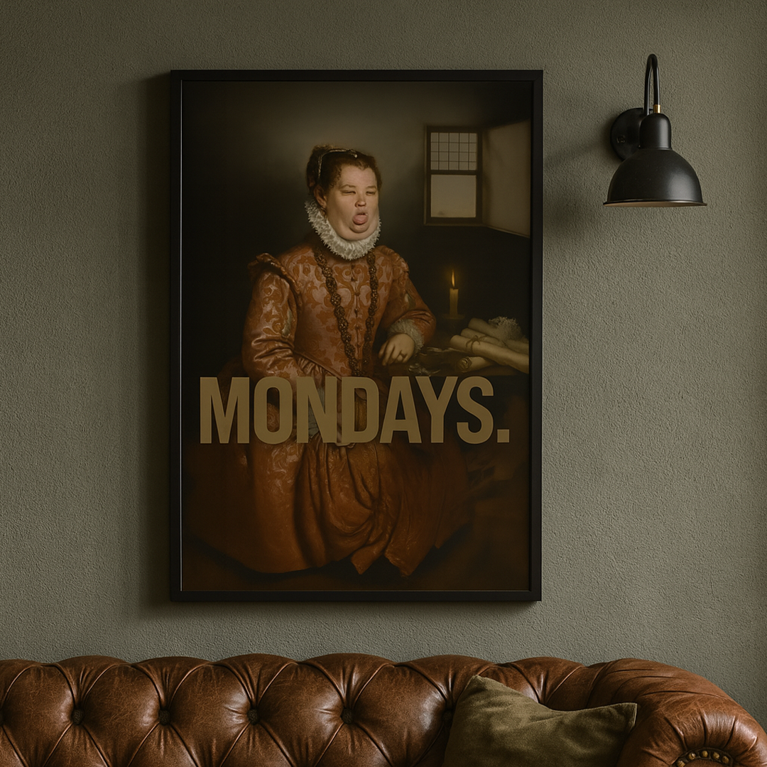 “Mondays.” – Rönesans Mizahı Poster Tablo | Mizahi Duvar Dekoru | Framelle