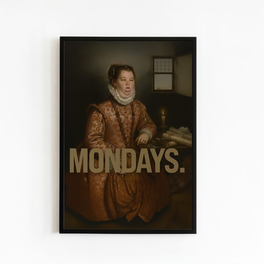 “Mondays.” – Rönesans Mizahı Poster Tablo | Mizahi Duvar Dekoru | Framelle