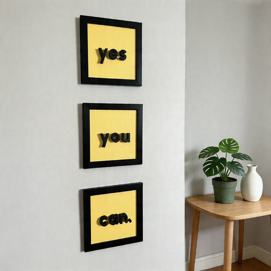 "yes - you - can." | 3’lü Modern Duvar Tablosu Seti