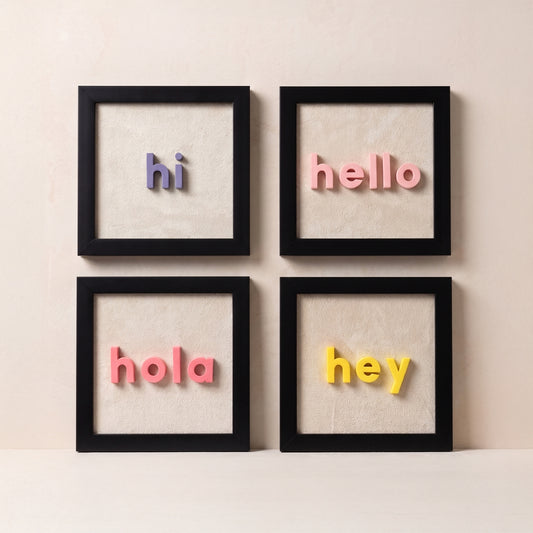 hi - hello - hola - hey | 4’lü Modern Duvar Tablosu Seti