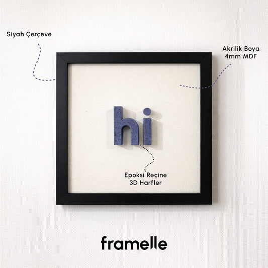 hi - hello - hola - hey | 4’lü Modern Duvar Tablosu Seti (20x20 cm)