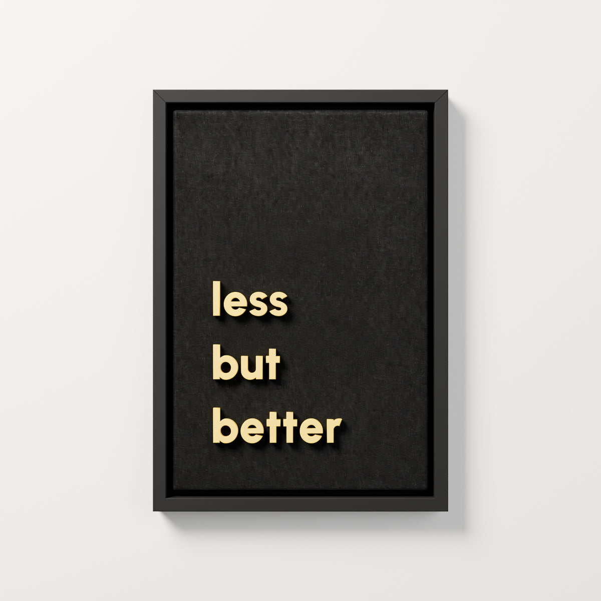 less but better — black frame, 35x50 cm